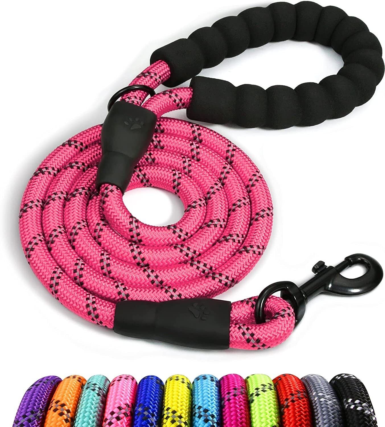 5FT Reflective Braided Rope Dog Leash for Medium to Large Breeds
