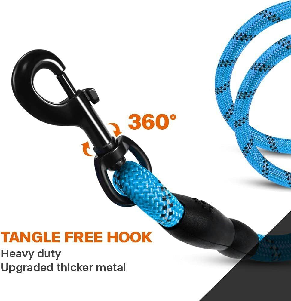 5FT Reflective Braided Rope Dog Leash for Medium to Large Breeds