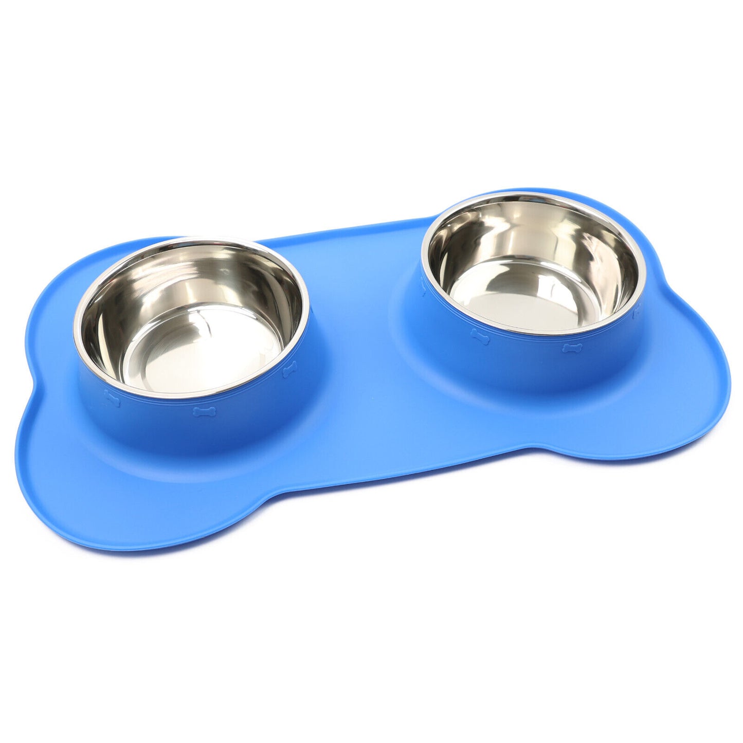 Double Stainless Steel Pet Bowl Set with Non-Slip Base for Food and Water