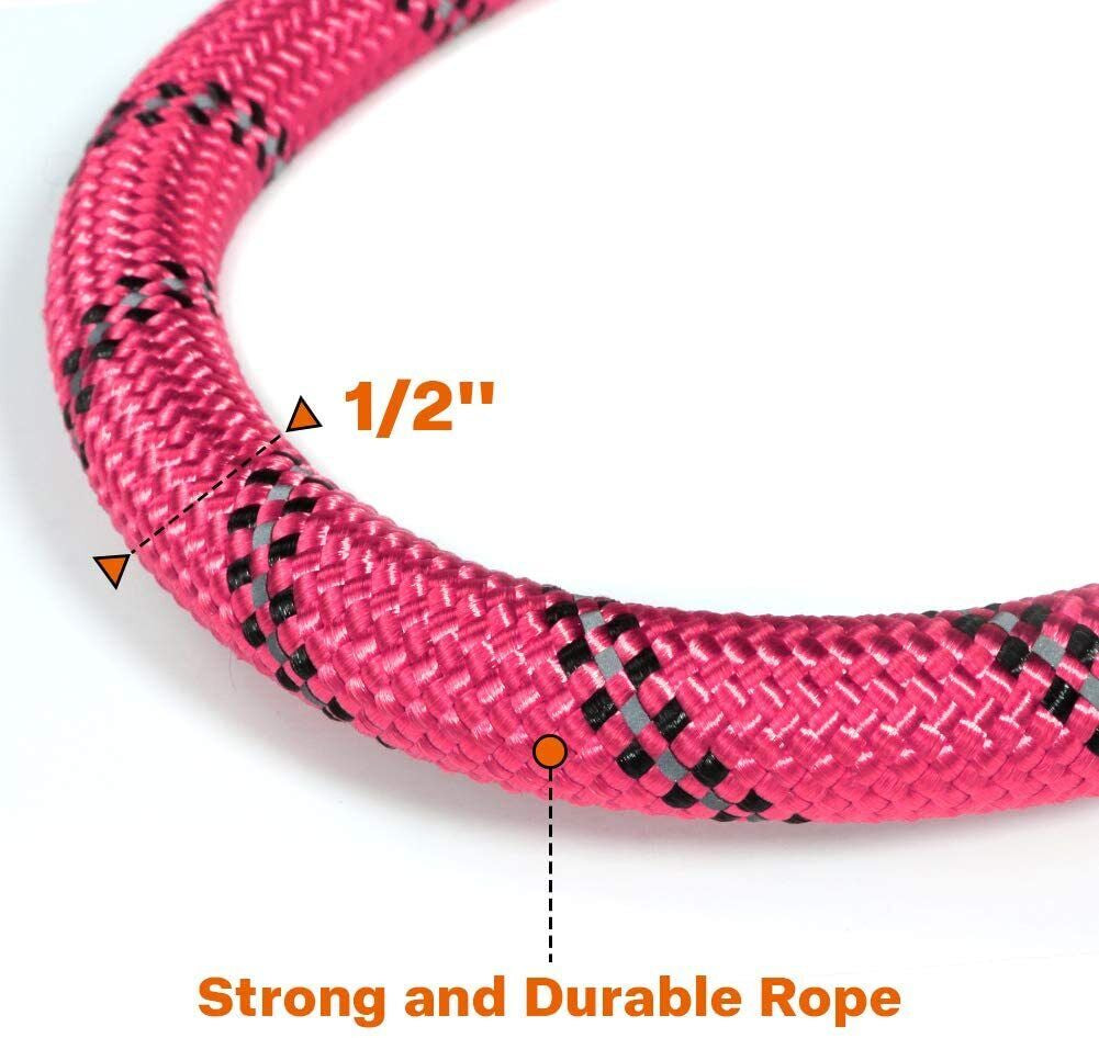 5FT Reflective Braided Rope Dog Leash for Medium to Large Breeds
