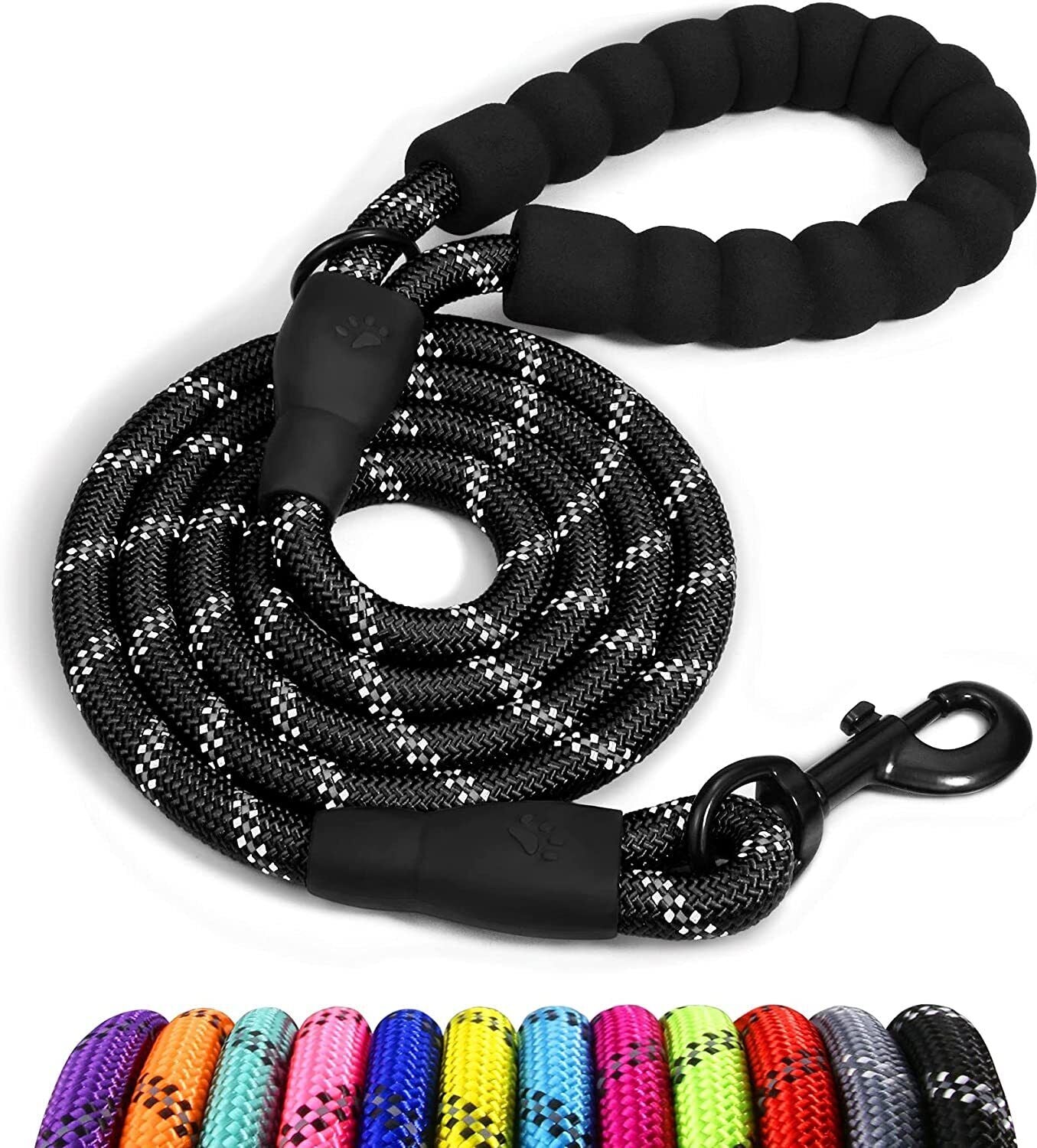 5FT Reflective Braided Rope Dog Leash for Medium to Large Breeds