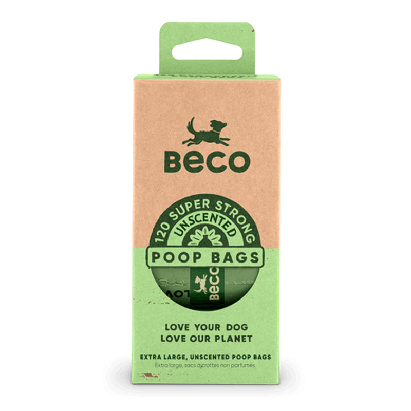 Beco Unscented Degradable Dog Waste Bags - Strong, Large, Leak-Proof Design