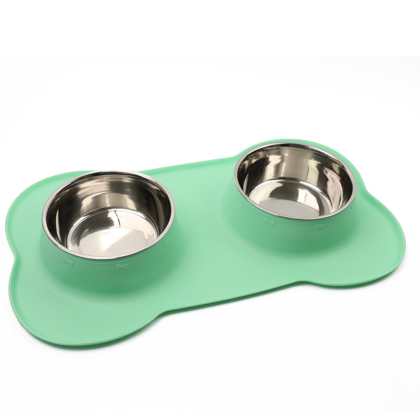 Double Stainless Steel Pet Bowl Set with Non-Slip Base for Food and Water