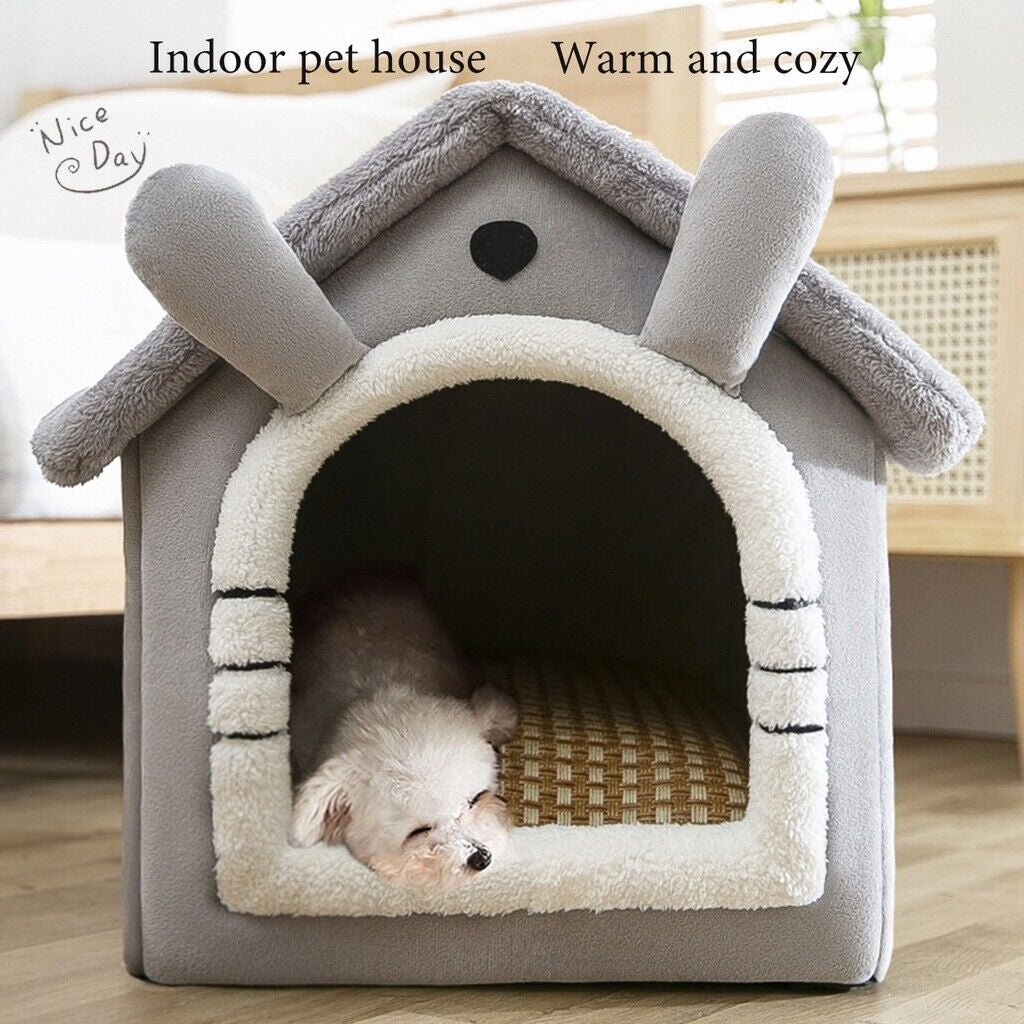 Cozy Washable Fleece Igloo Bed for Cats and Dogs - Pyramid Design