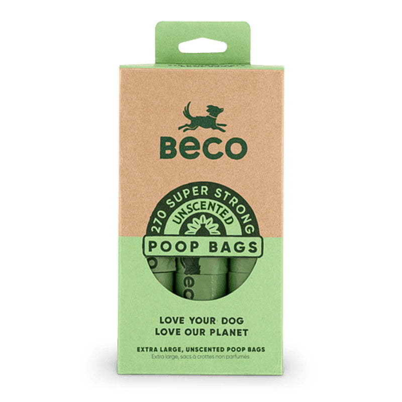 Beco Unscented Degradable Dog Waste Bags - Strong, Large, Leak-Proof Design