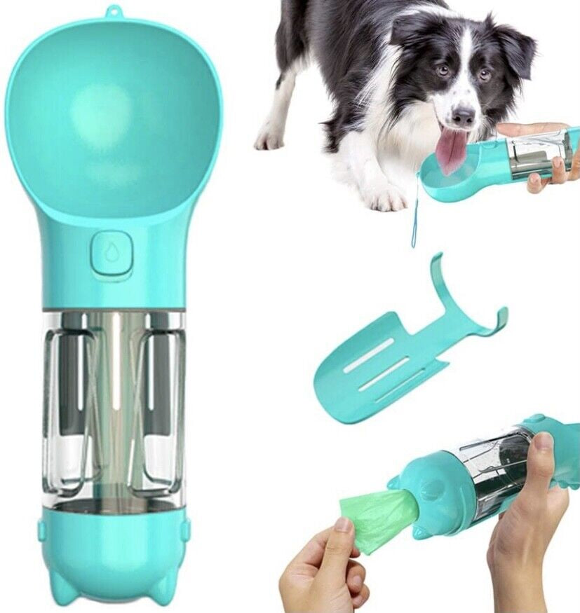 Portable Travel Water Dispenser for Dogs with Integrated Waste Bag Holder