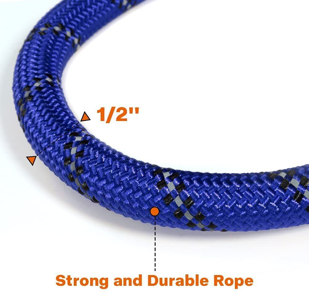 5FT Reflective Braided Rope Dog Leash for Medium to Large Breeds