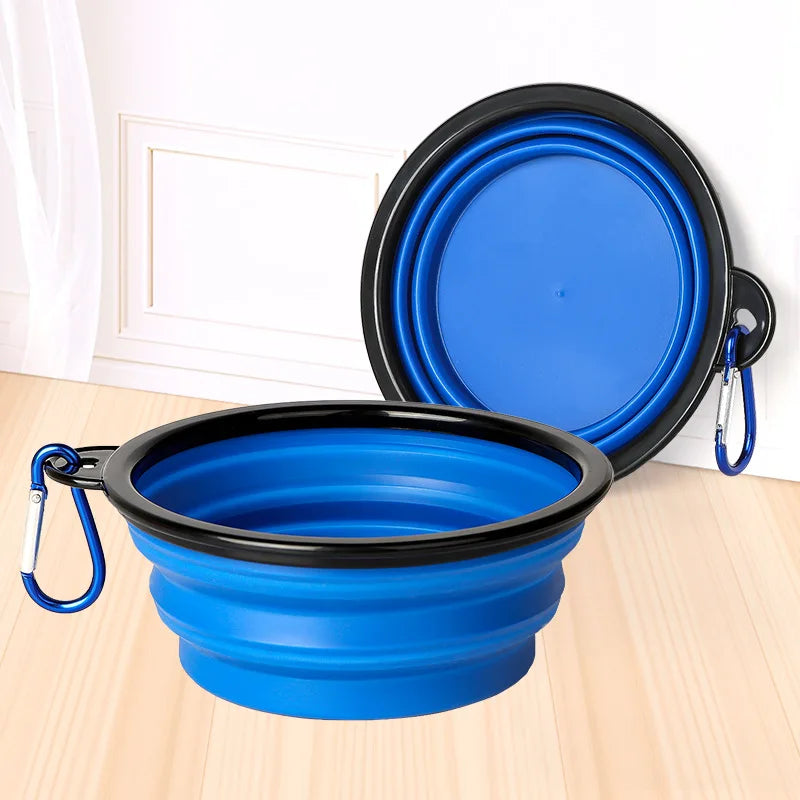 2-in-1 Foldable Dual Bowl Portable Feeding and Drinking Solution for Dogs and Cats - Ideal for Outdoor Travel