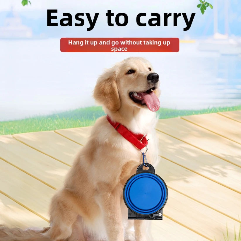 2-in-1 Foldable Dual Bowl Portable Feeding and Drinking Solution for Dogs and Cats - Ideal for Outdoor Travel
