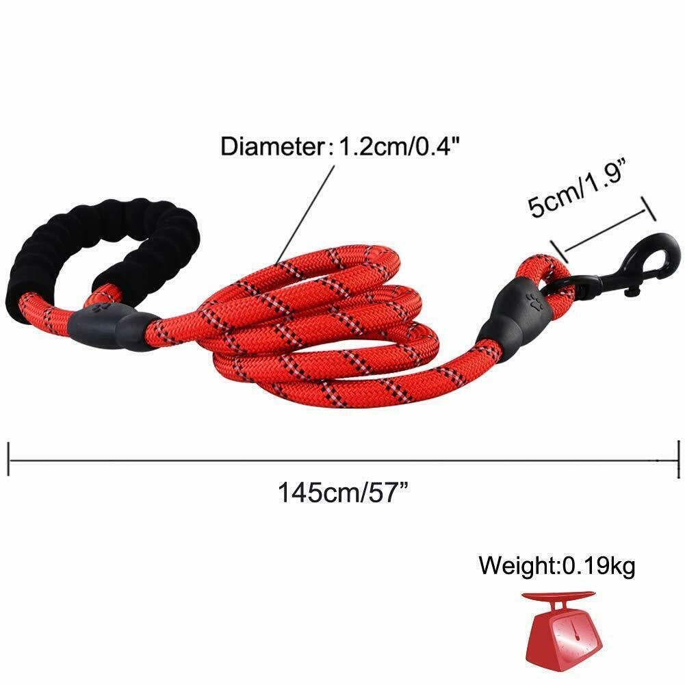5FT Reflective Braided Rope Dog Leash for Medium to Large Breeds