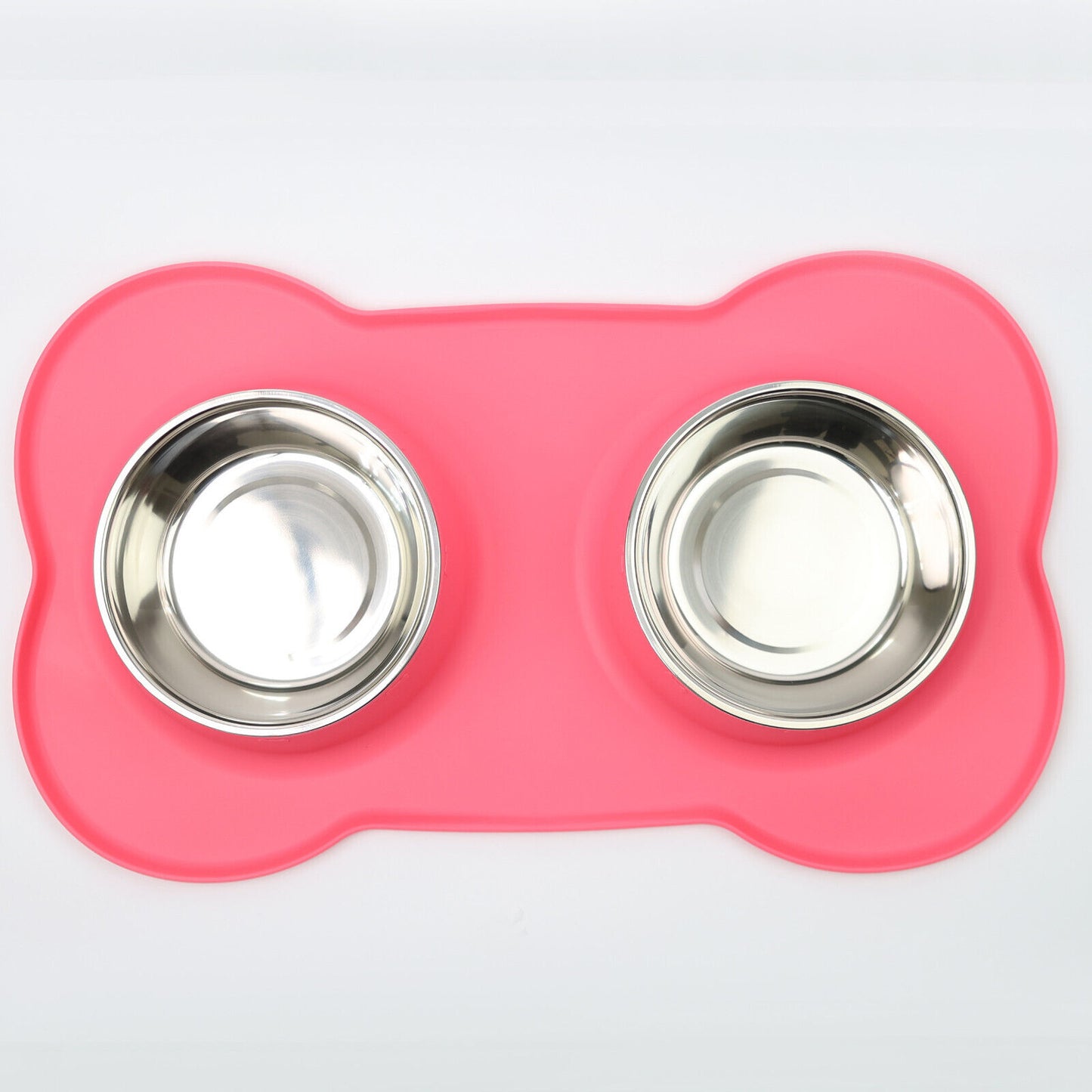 Double Stainless Steel Pet Bowl Set with Non-Slip Base for Food and Water