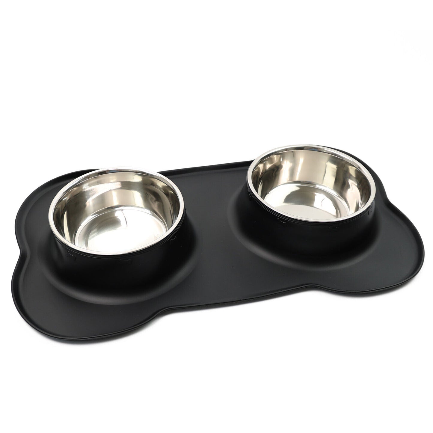 Double Stainless Steel Pet Bowl Set with Non-Slip Base for Food and Water