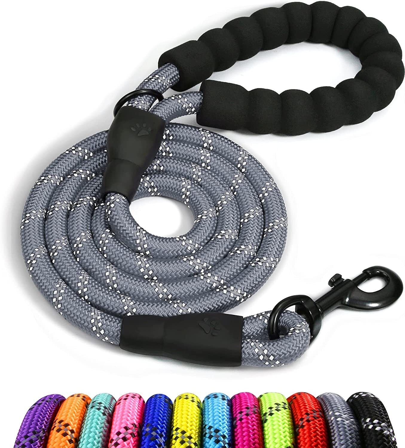 5FT Reflective Braided Rope Dog Leash for Medium to Large Breeds