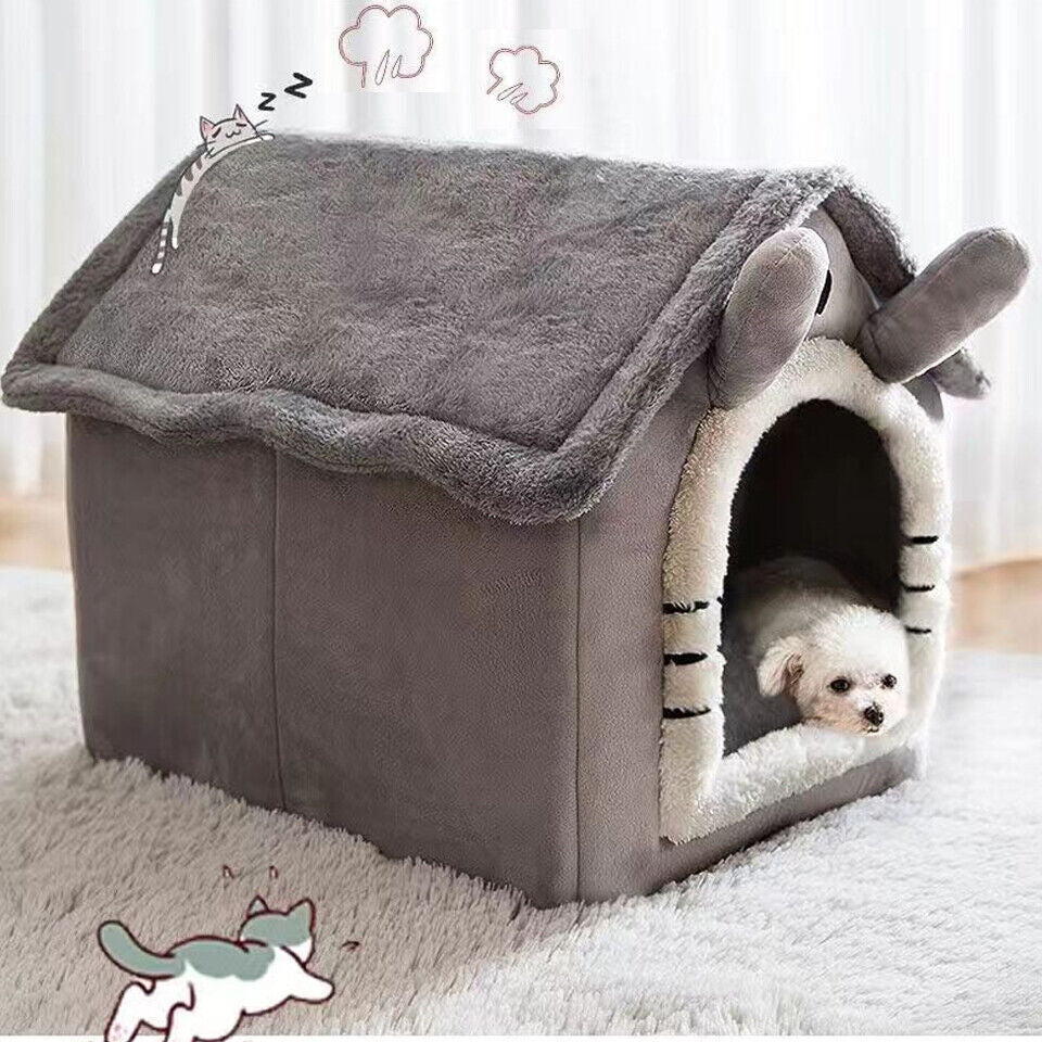 Cozy Washable Fleece Igloo Bed for Cats and Dogs - Pyramid Design