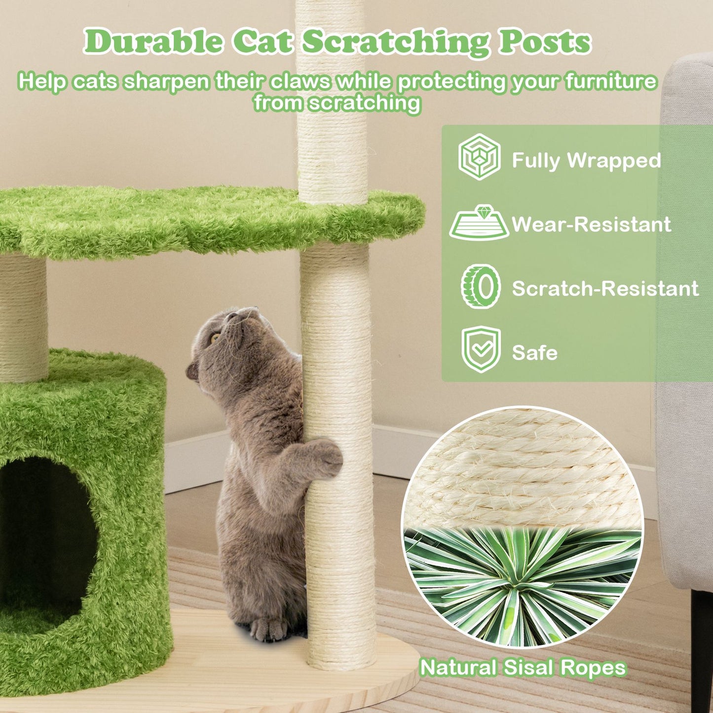 97 cm Cat Tree with Fully Wrapped Sisal Scratching Posts