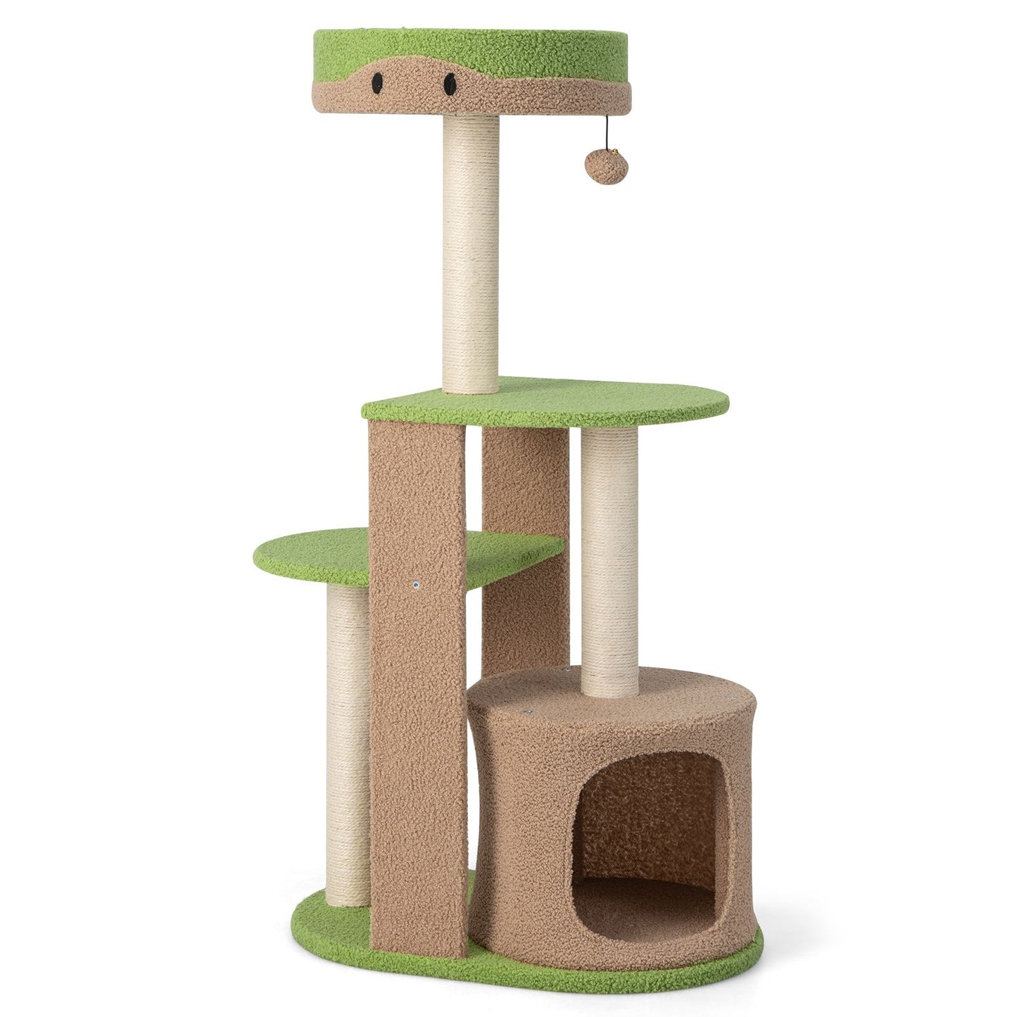 111 cm Multi-Tiered Cat Tree with Enclosed Condo and Plush Perch