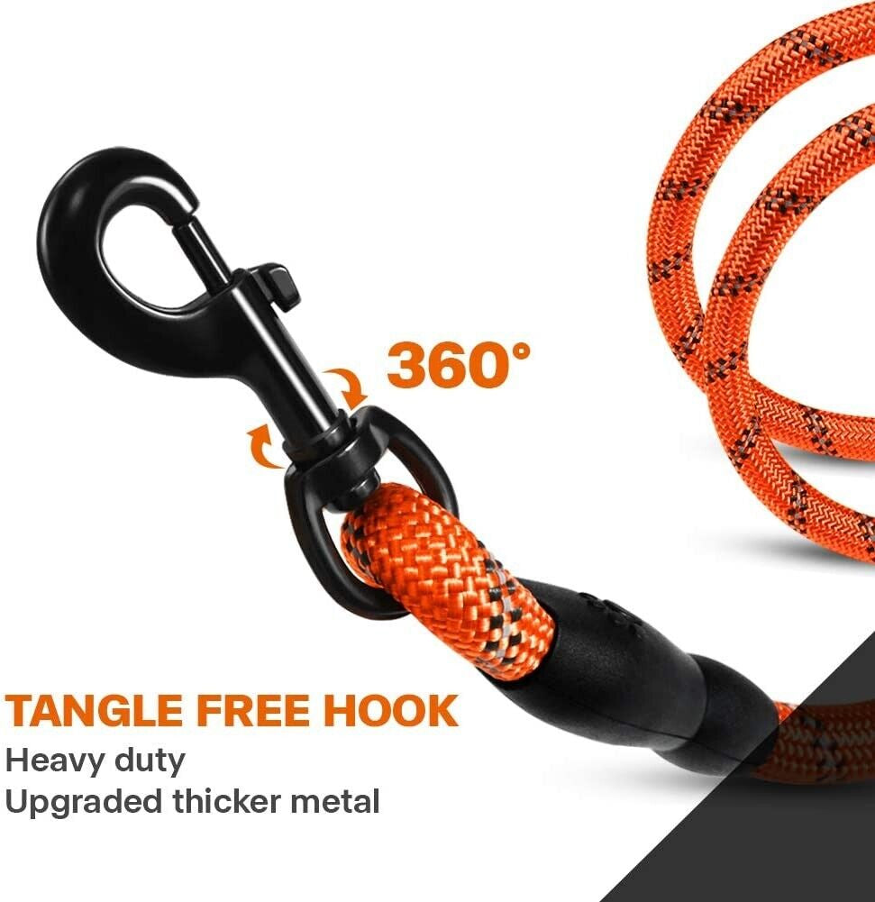 5FT Reflective Braided Rope Dog Leash for Medium to Large Breeds