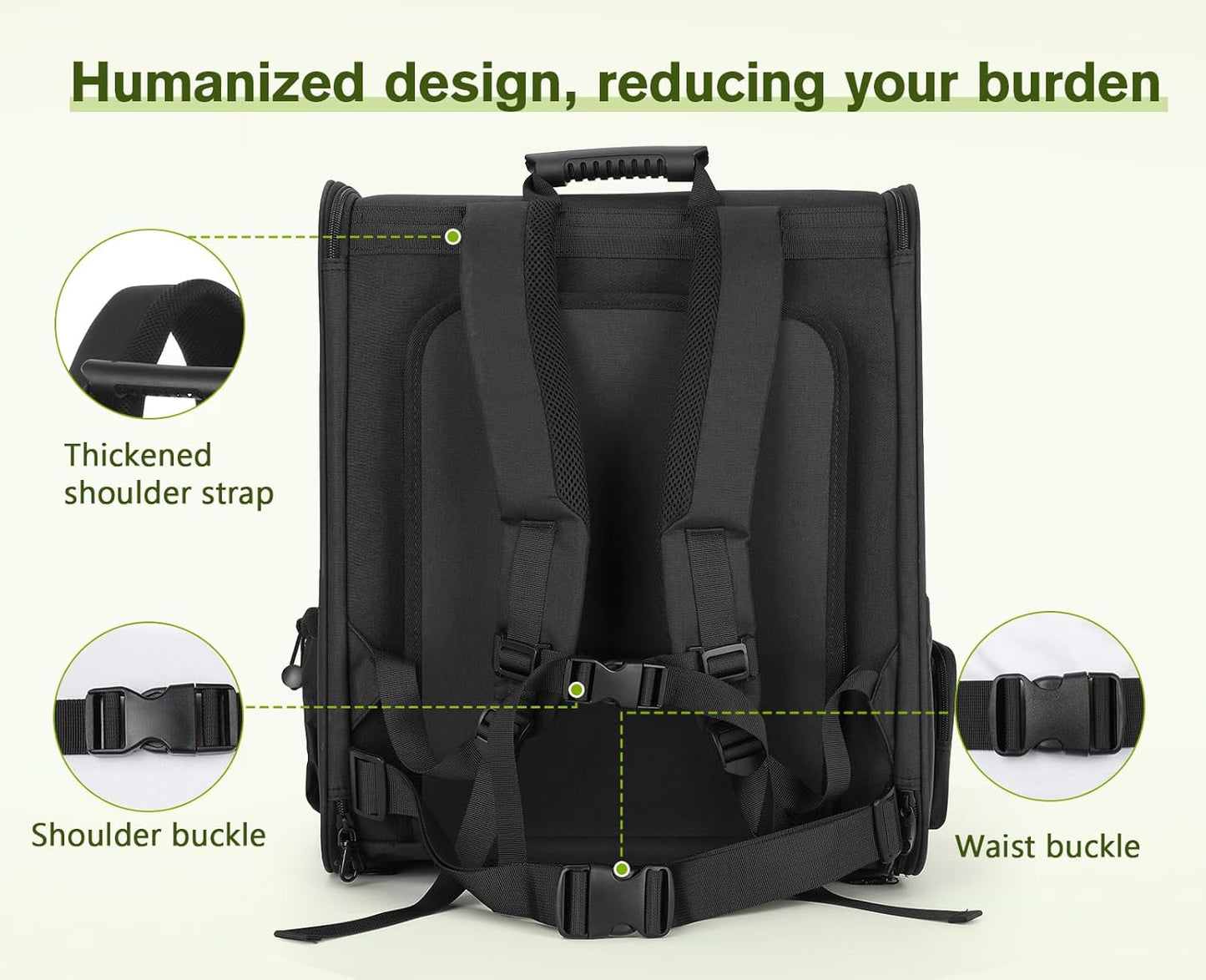 Expandable Pet Carrier Backpack - Portable and Breathable Rucksack with Mesh Opening, Acrylic Visibility, Safety Belt, and Additional Storage for Dogs and Cats (Black)