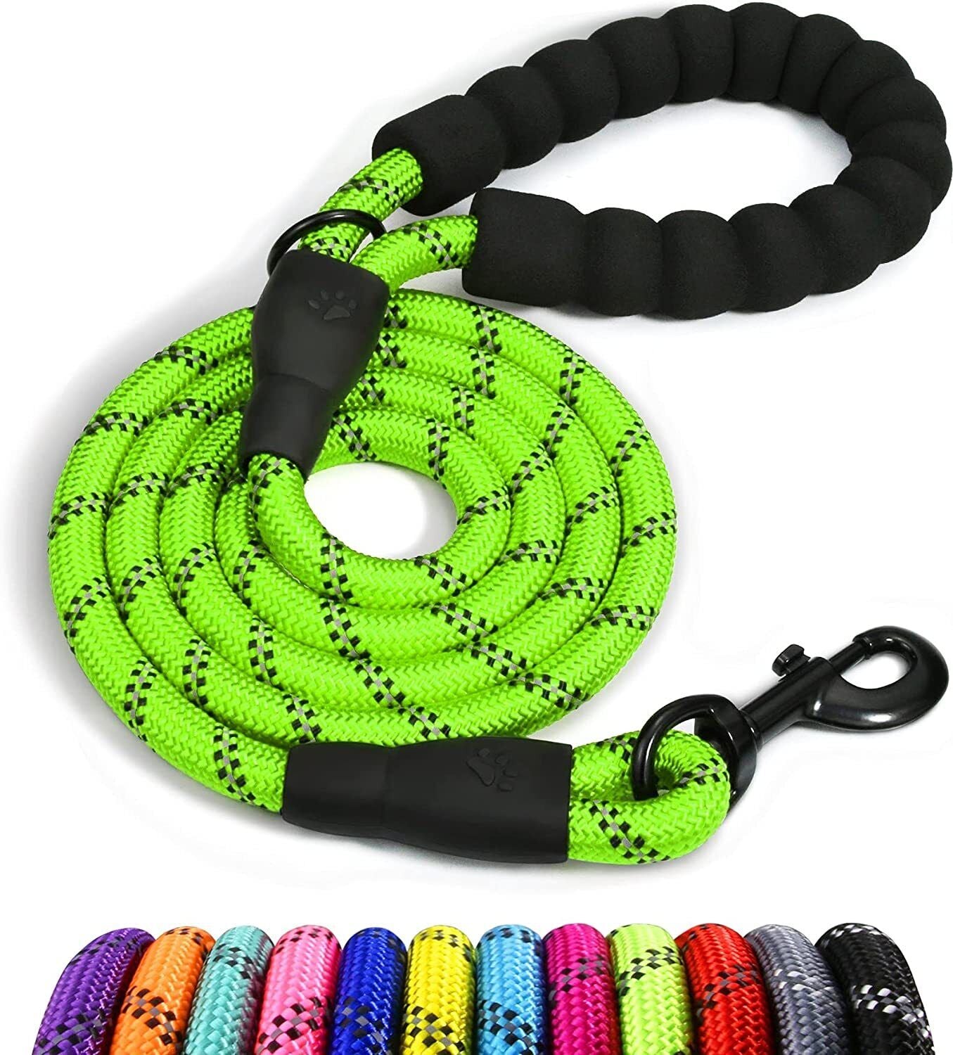 5FT Reflective Braided Rope Dog Leash for Medium to Large Breeds