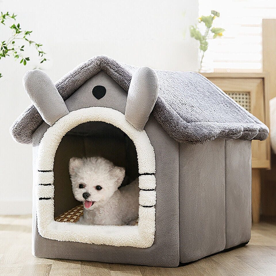 Cozy Washable Fleece Igloo Bed for Cats and Dogs - Pyramid Design