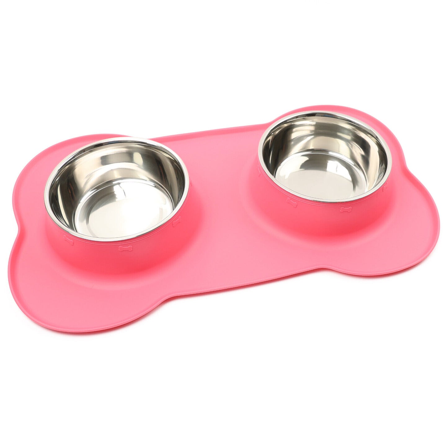 Double Stainless Steel Pet Bowl Set with Non-Slip Base for Food and Water