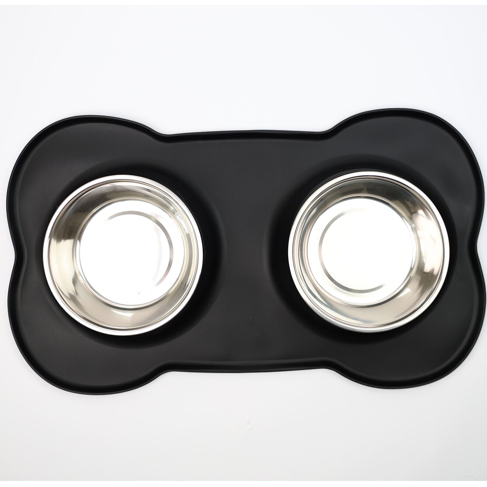Double Stainless Steel Pet Bowl Set with Non-Slip Base for Food and Water