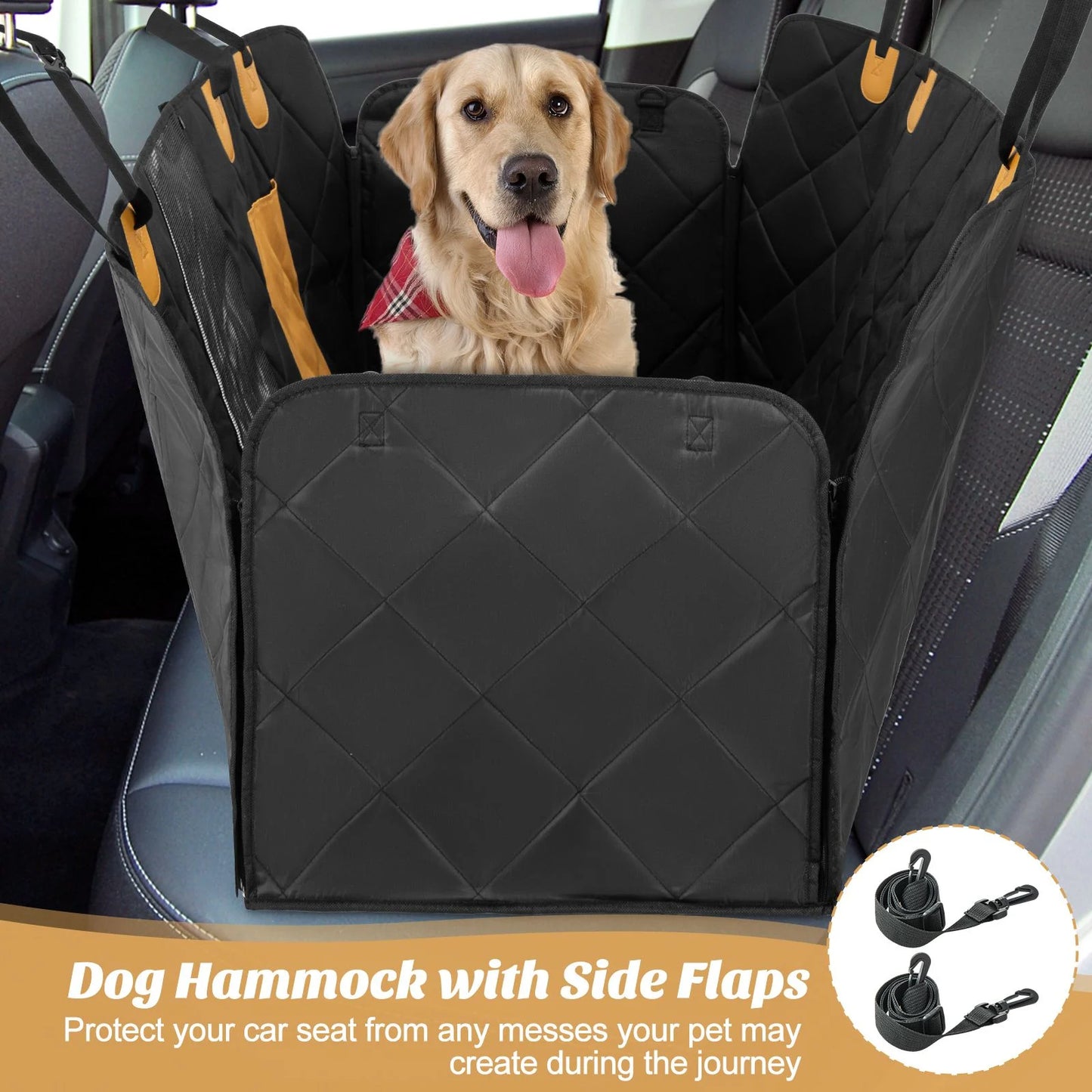 Premium Waterproof Dog Car Seat Cover for Rear Seats with Mesh Ventilation Windows