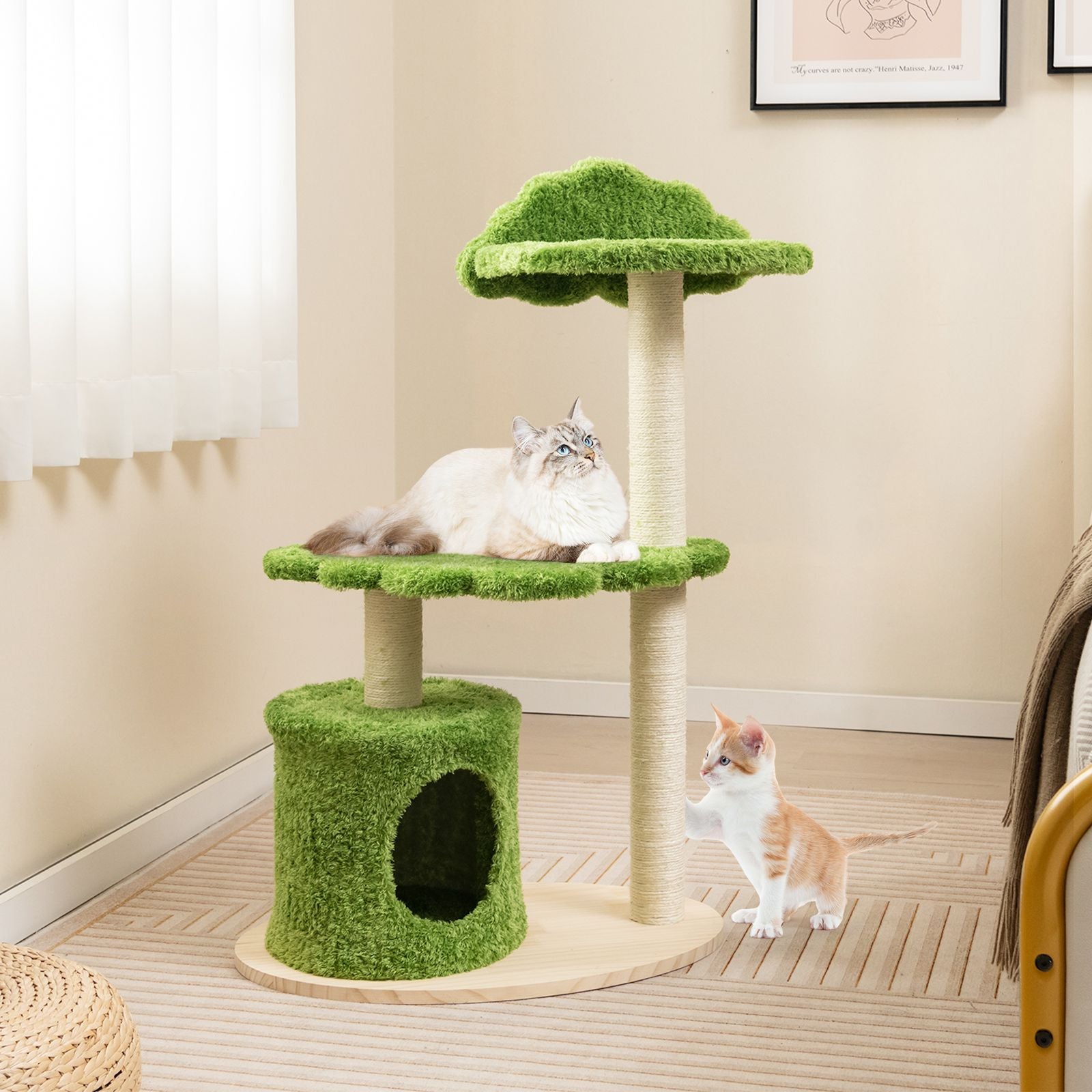 97 cm Cat Tree with Fully Wrapped Sisal Scratching Posts