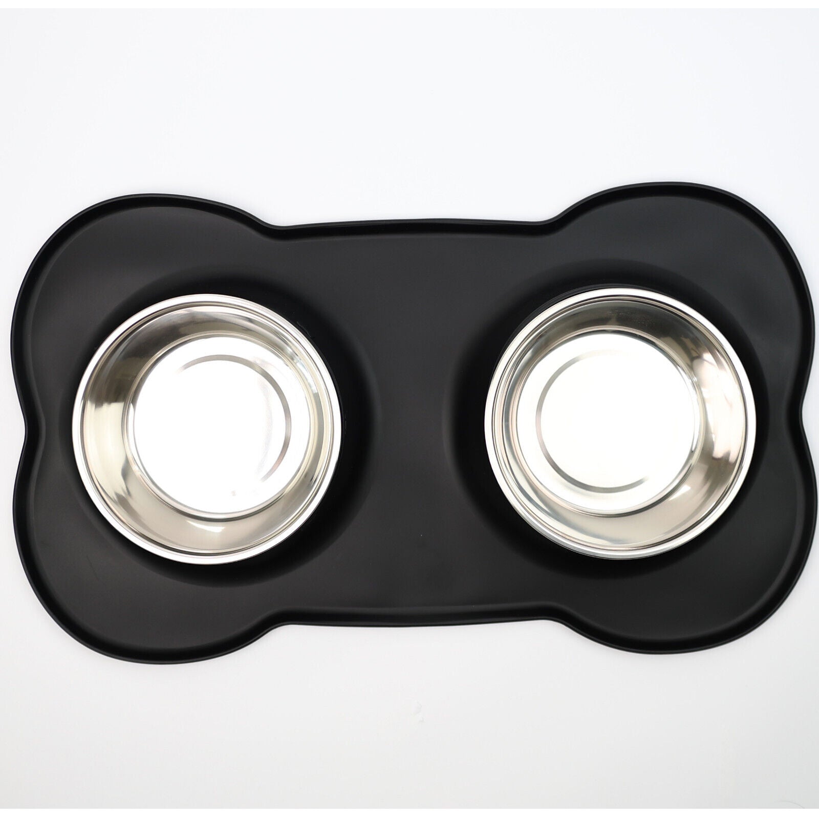 Double Stainless Steel Pet Bowl Set with Non-Slip Base for Food and Water