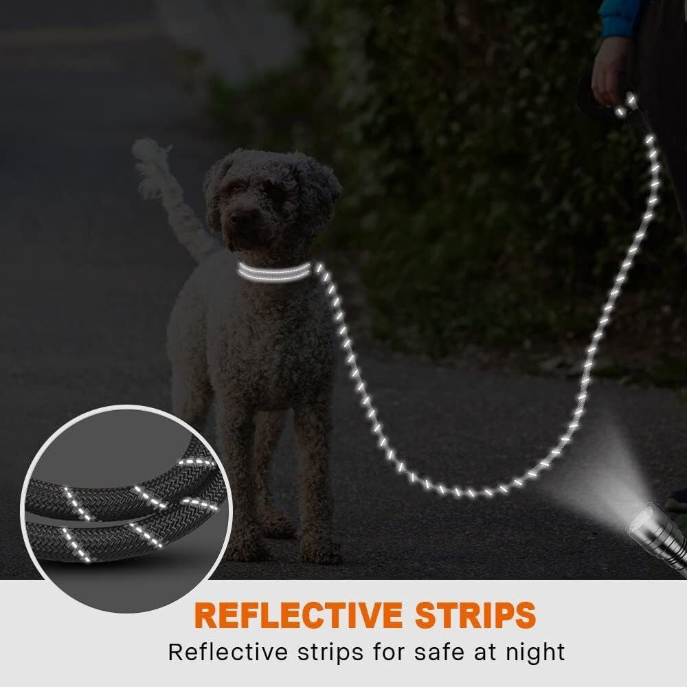 5FT Reflective Braided Rope Dog Leash for Medium to Large Breeds