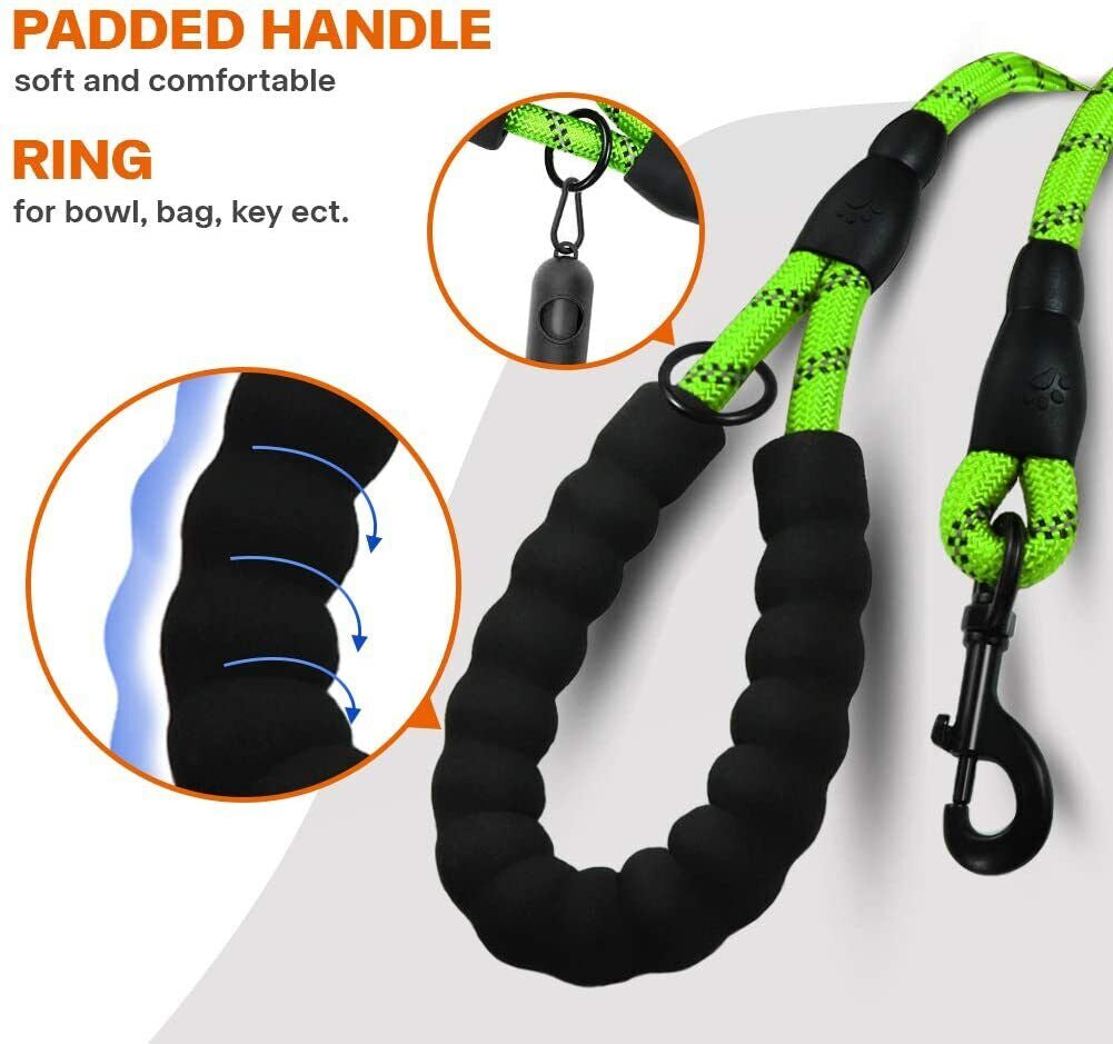 5FT Reflective Braided Rope Dog Leash for Medium to Large Breeds