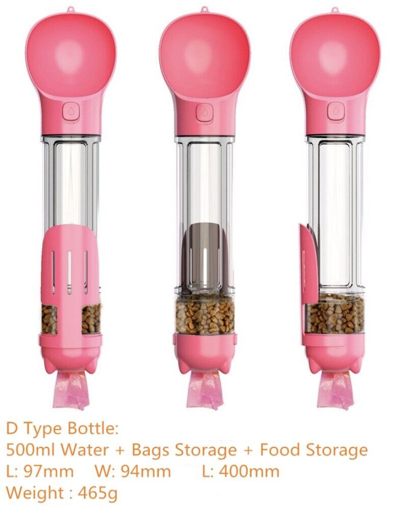 Portable Travel Water Dispenser for Dogs with Integrated Waste Bag Holder