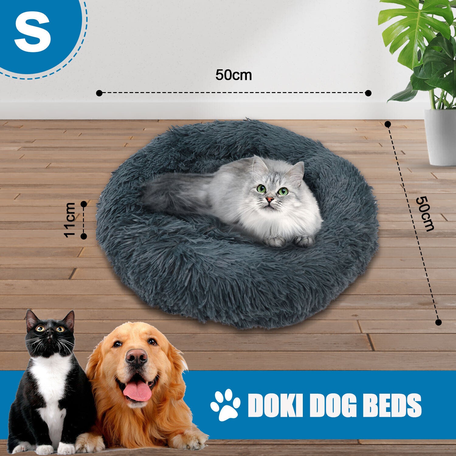 Premium Soft and Washable Pet Bed for Cats and Dogs - Available in Sizes S, M, and L