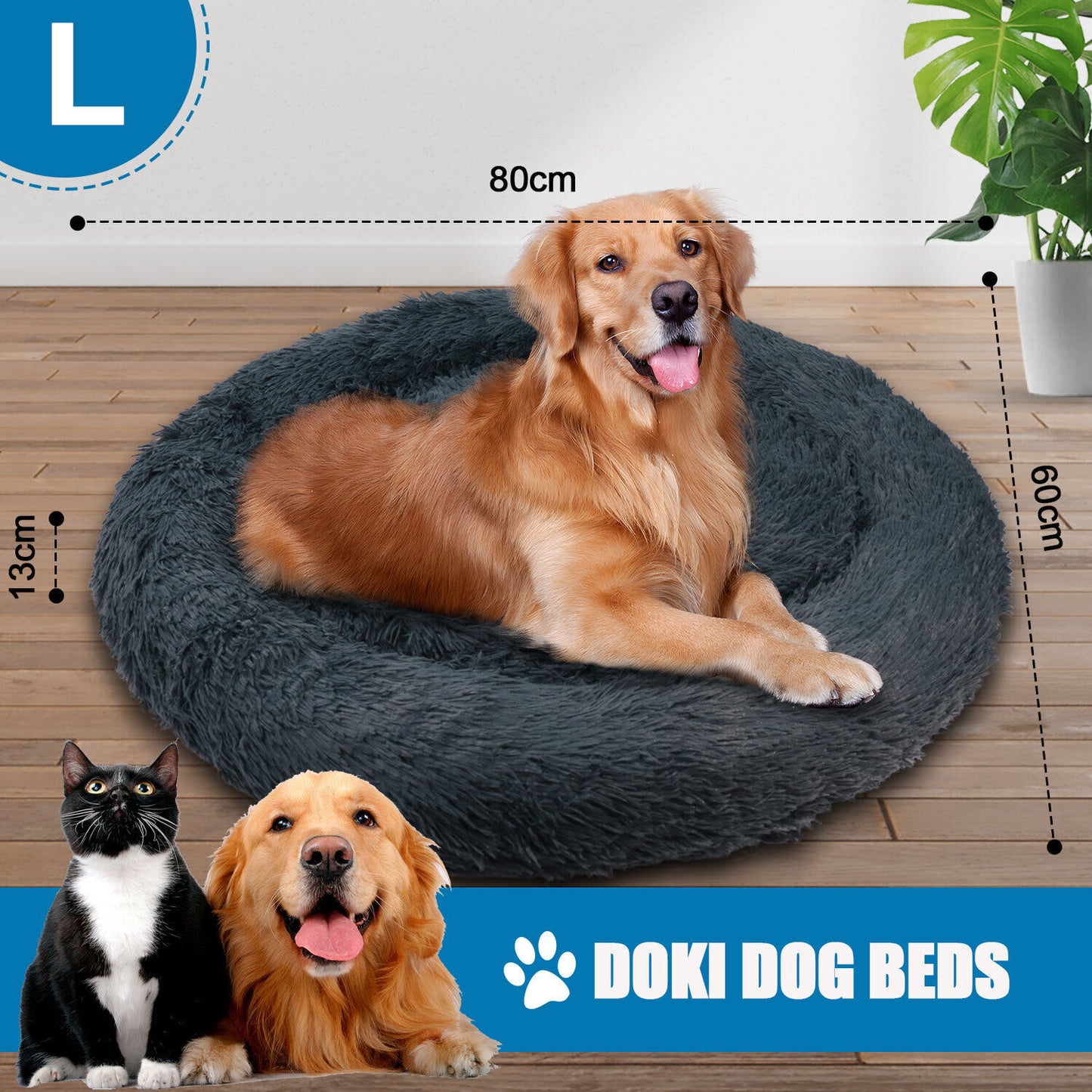 Premium Soft and Washable Pet Bed for Cats and Dogs - Available in Sizes S, M, and L
