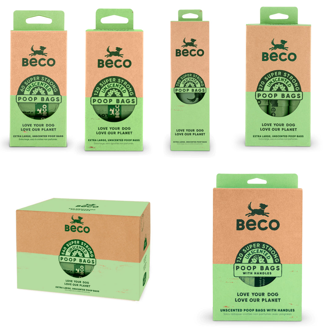 Beco Unscented Degradable Dog Waste Bags - Strong, Large, Leak-Proof Design