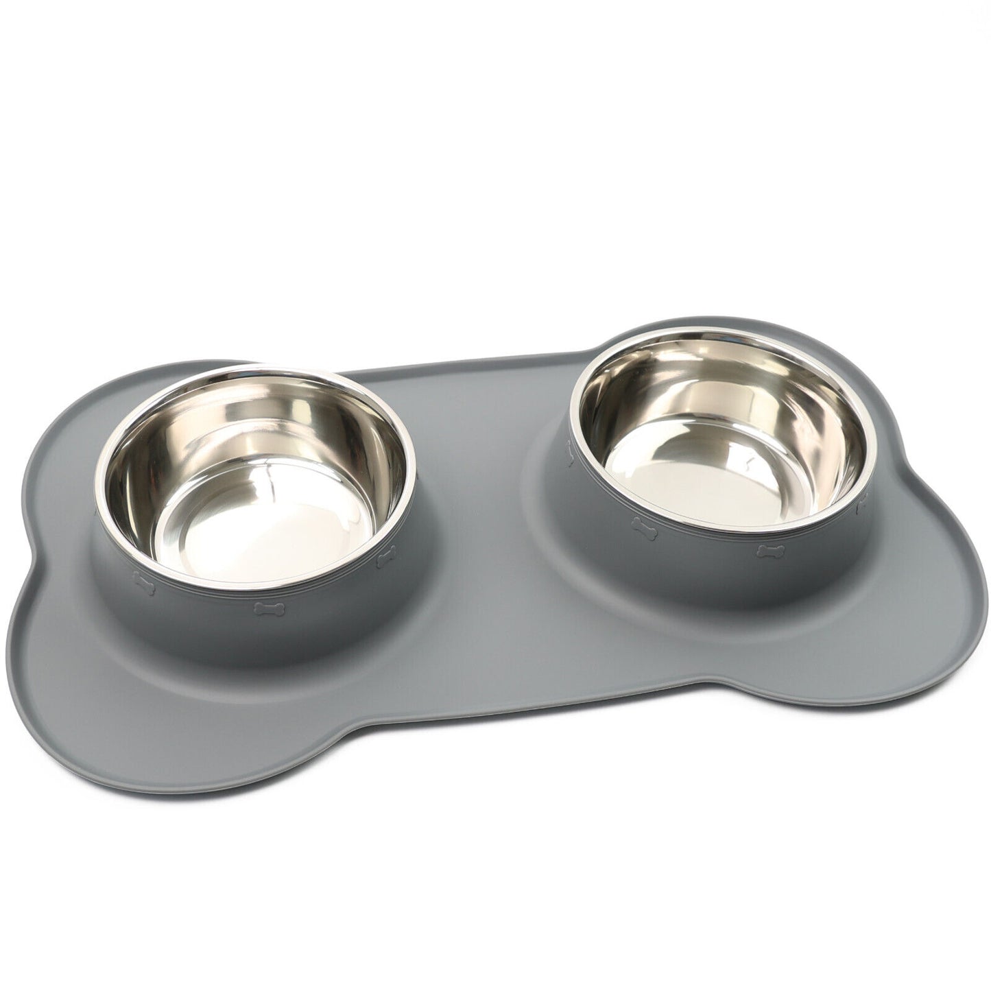 Double Stainless Steel Pet Bowl Set with Non-Slip Base for Food and Water