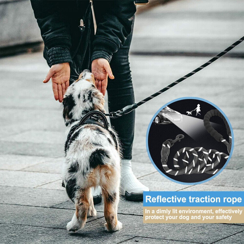 5FT Reflective Braided Rope Dog Leash for Medium to Large Breeds