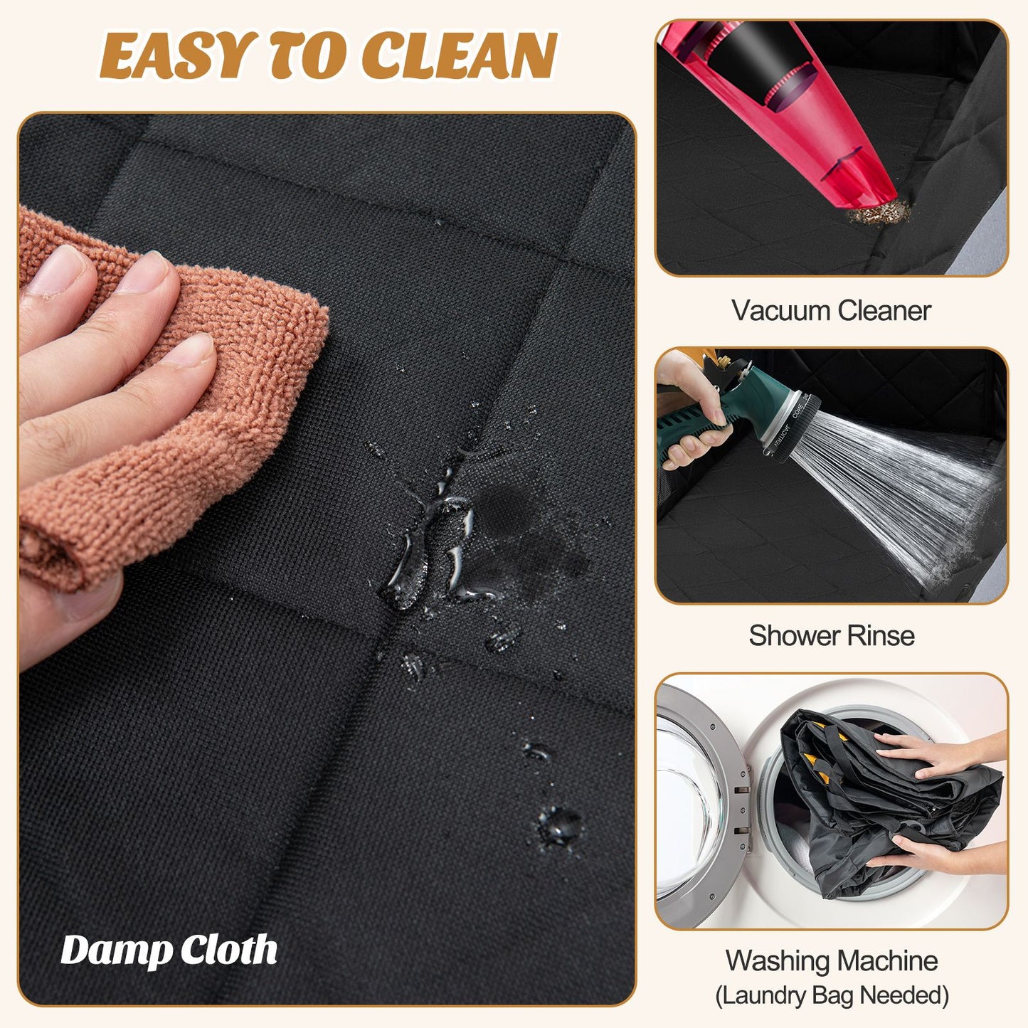 Premium Waterproof Dog Car Seat Cover for Rear Seats with Mesh Ventilation Windows