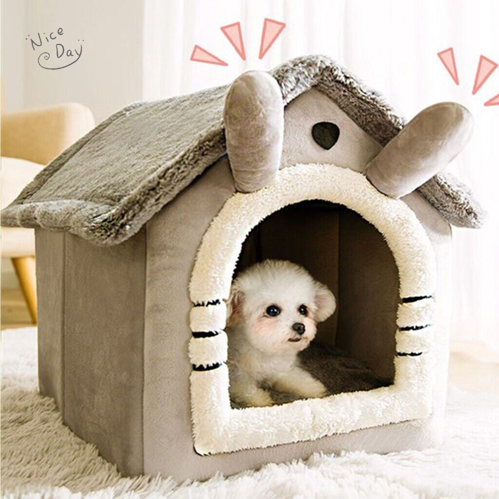 Cozy Washable Fleece Igloo Bed for Cats and Dogs - Pyramid Design
