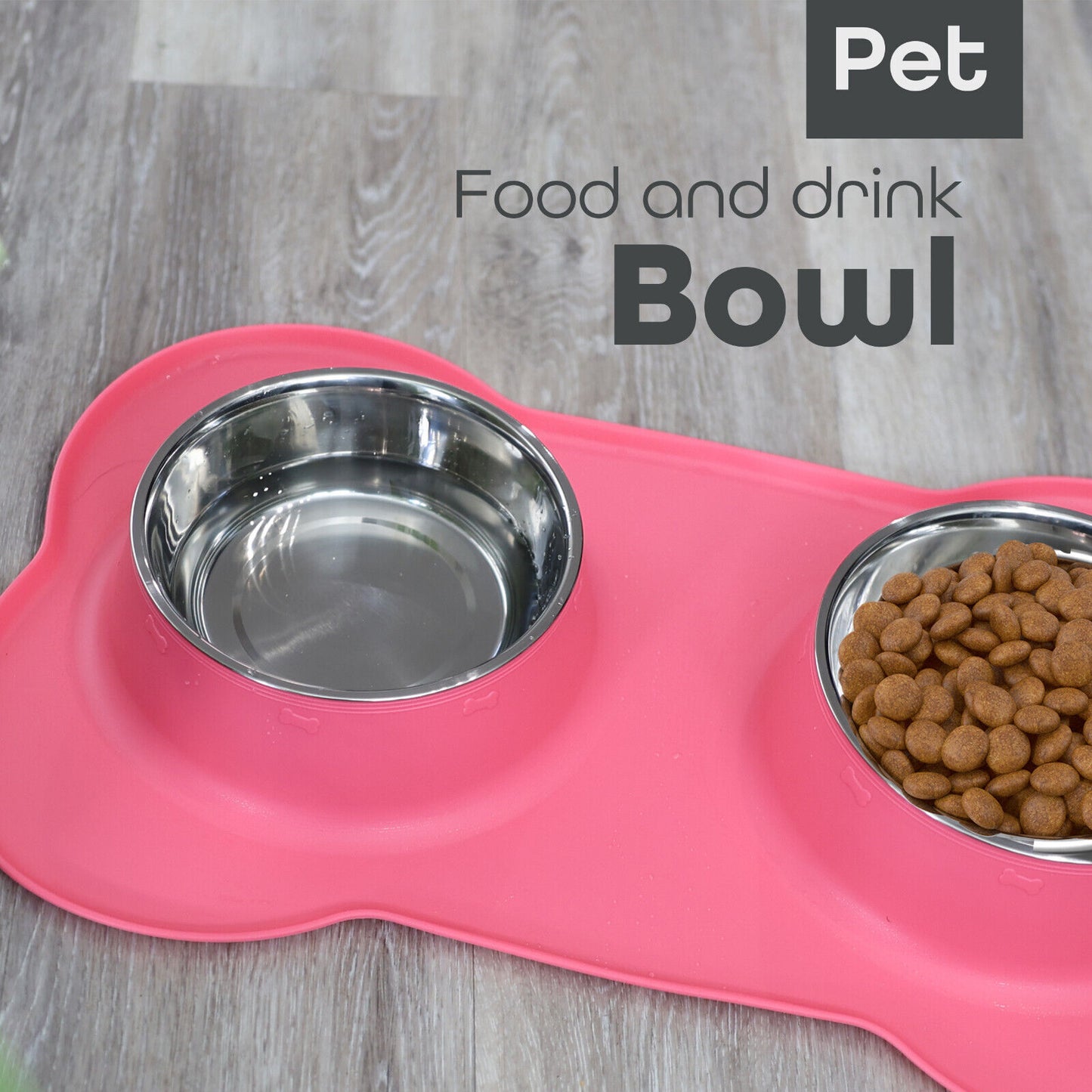 Double Stainless Steel Pet Bowl Set with Non-Slip Base for Food and Water