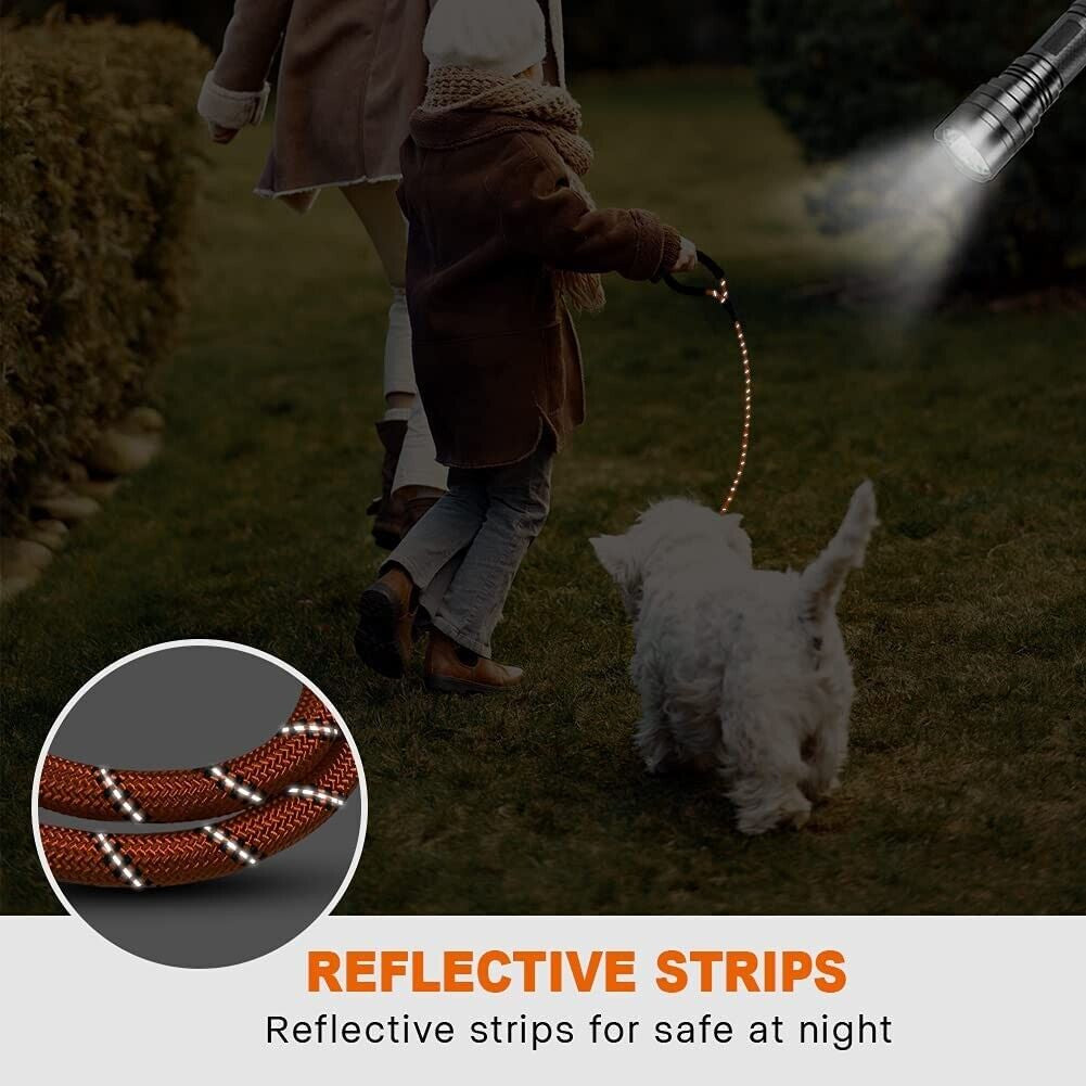5FT Reflective Braided Rope Dog Leash for Medium to Large Breeds