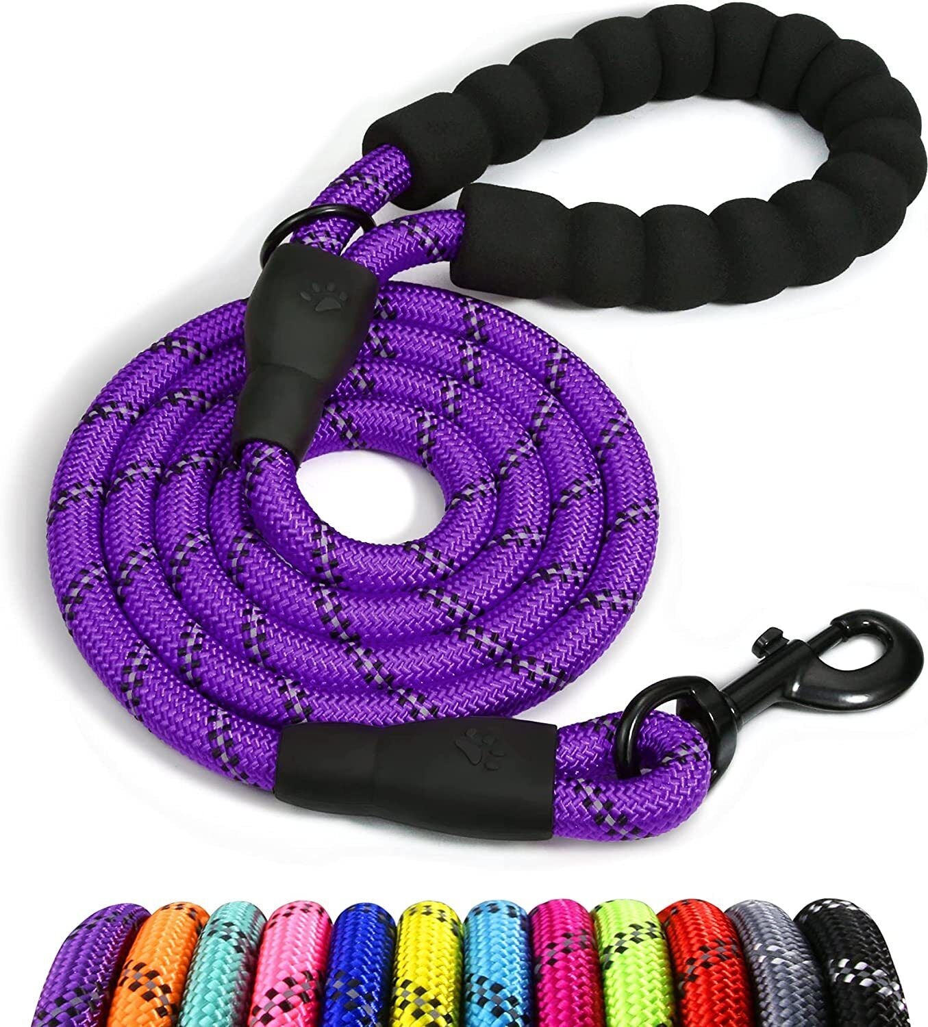5FT Reflective Braided Rope Dog Leash for Medium to Large Breeds
