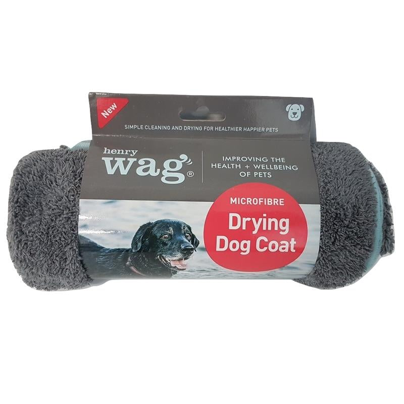 Henry Wag Microfiber Drying Coat - Fast-Dry Absorbent Towel for Pet Cleaning