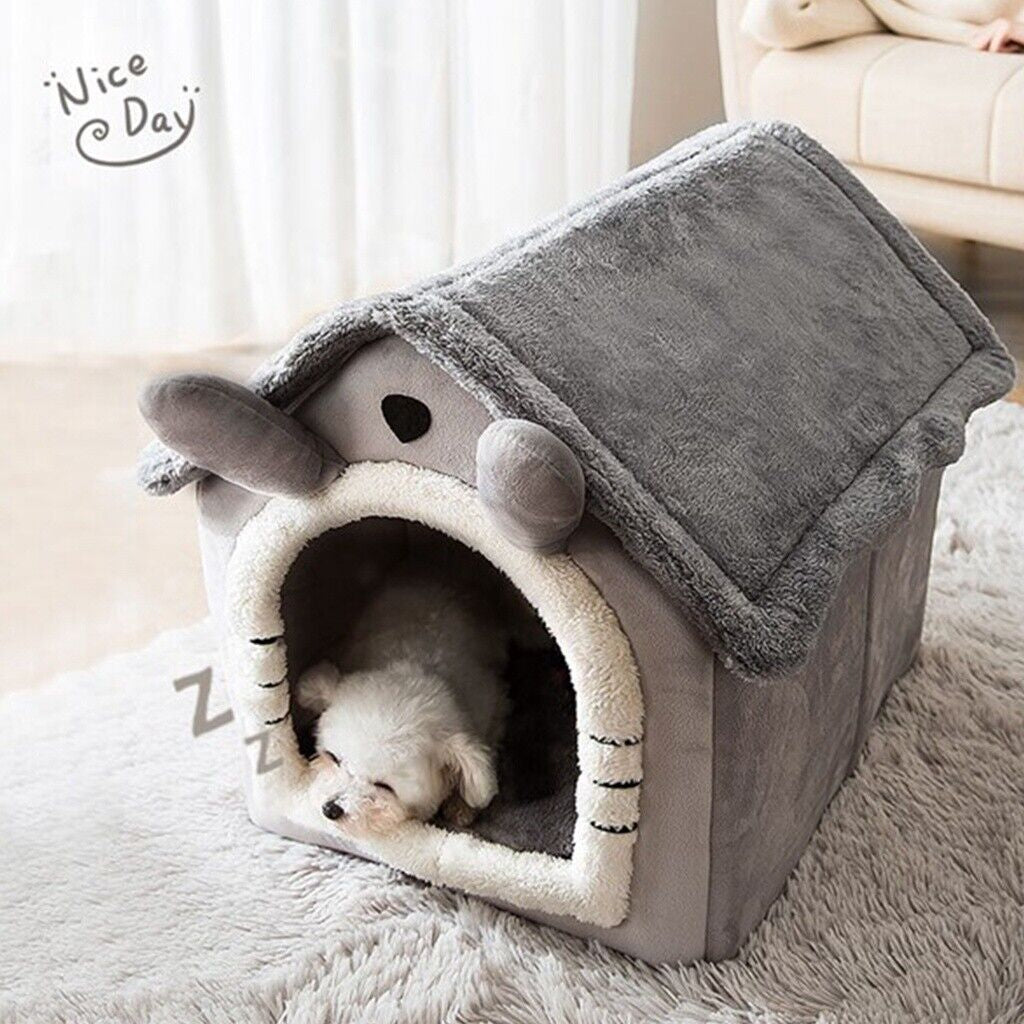 Cozy Washable Fleece Igloo Bed for Cats and Dogs - Pyramid Design
