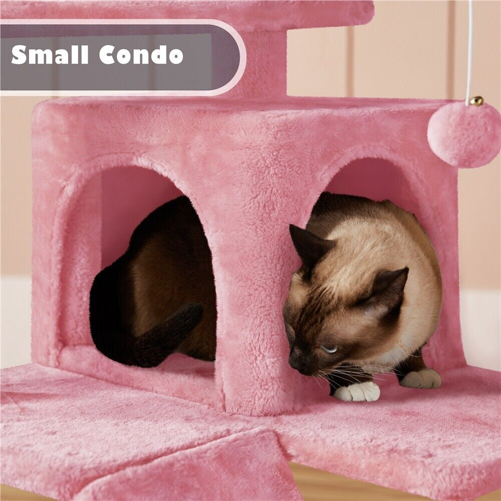 Cat Tree Tower Condo with Scratching Posts and Ladder for Cats and Kittens