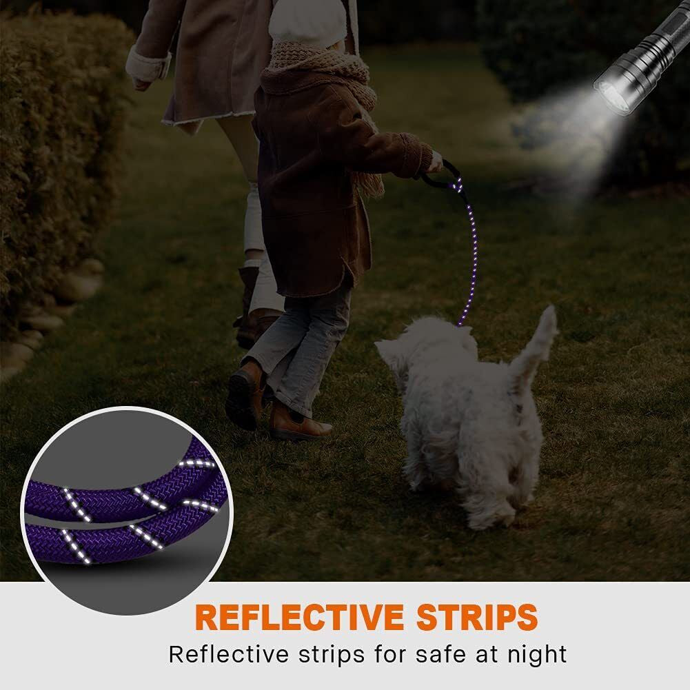 5FT Reflective Braided Rope Dog Leash for Medium to Large Breeds