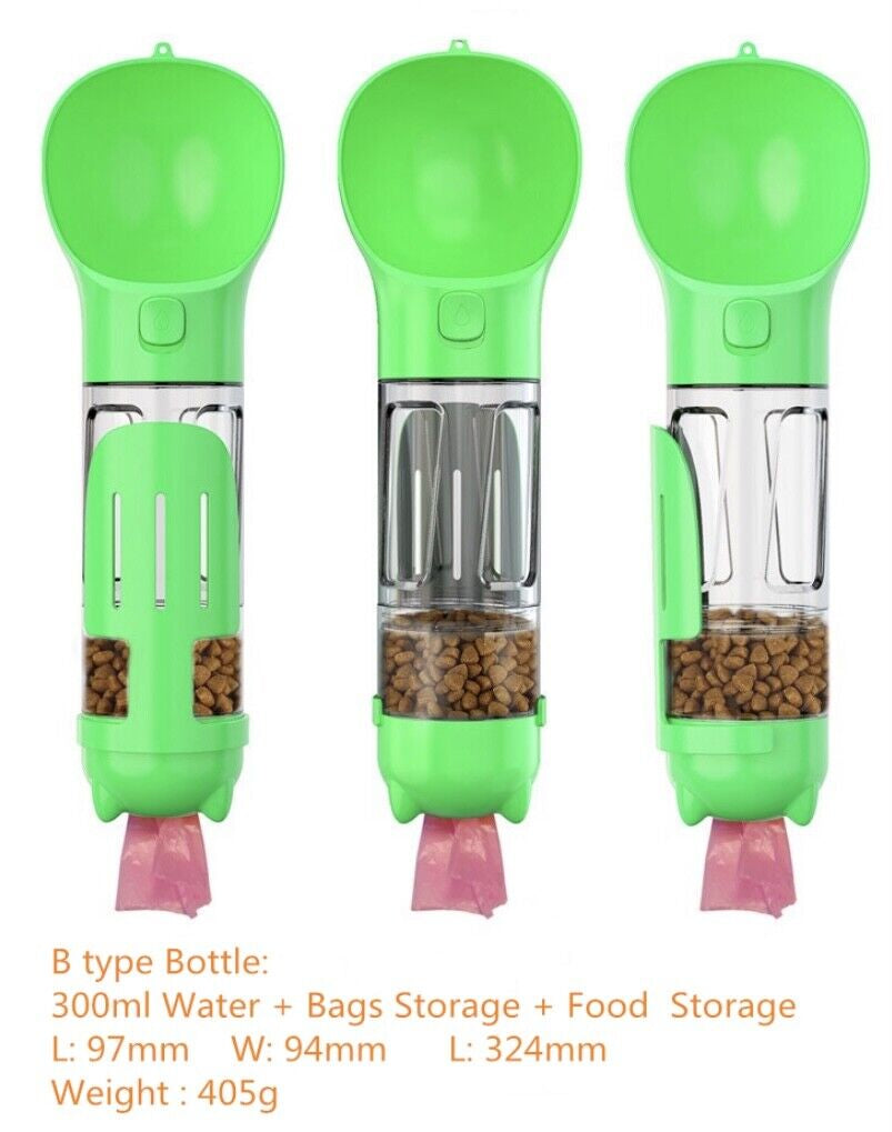 Portable Travel Water Dispenser for Dogs with Integrated Waste Bag Holder