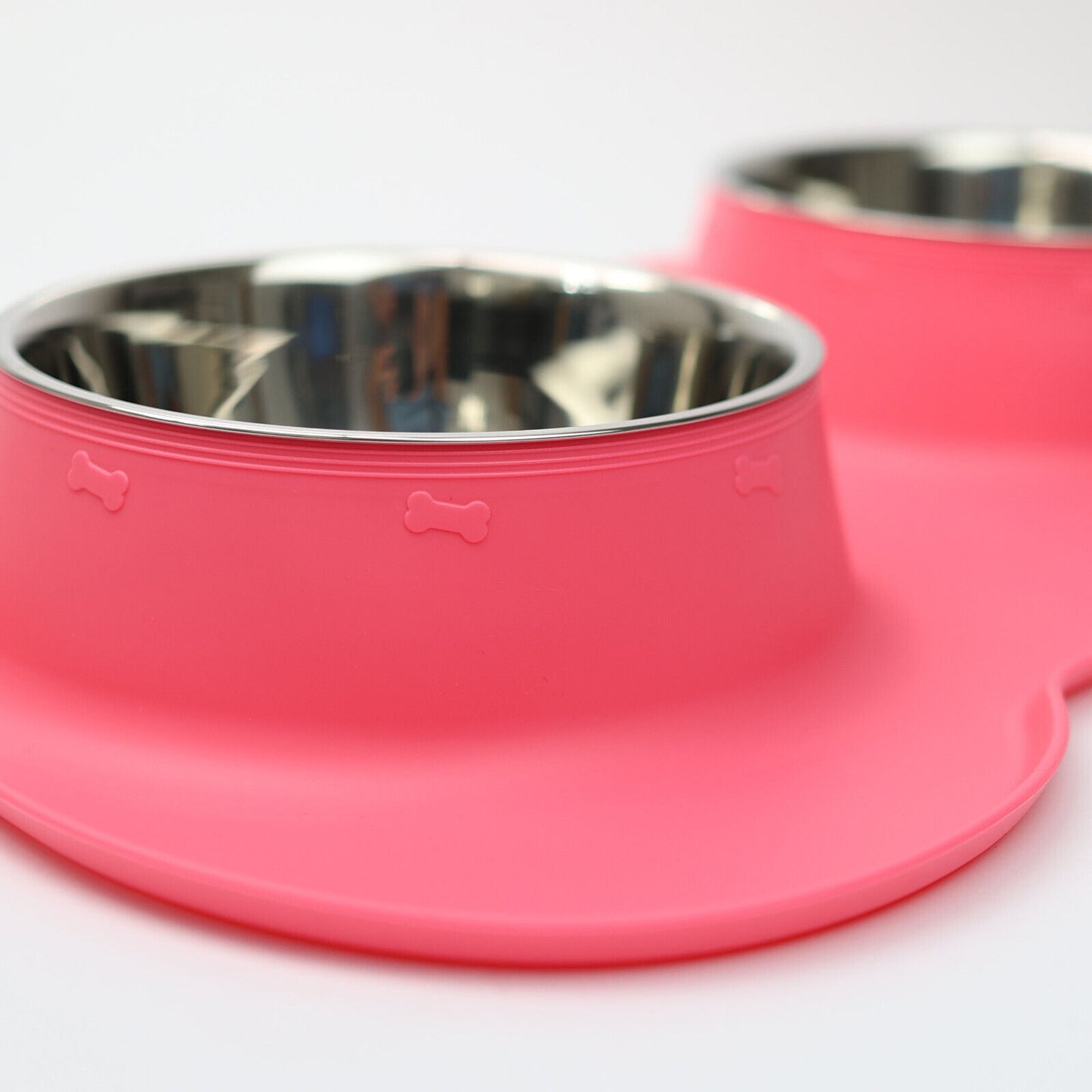 Double Stainless Steel Pet Bowl Set with Non-Slip Base for Food and Water