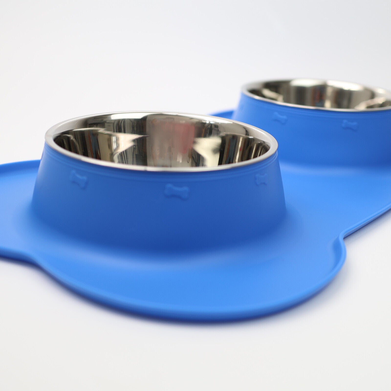 Double Stainless Steel Pet Bowl Set with Non-Slip Base for Food and Water