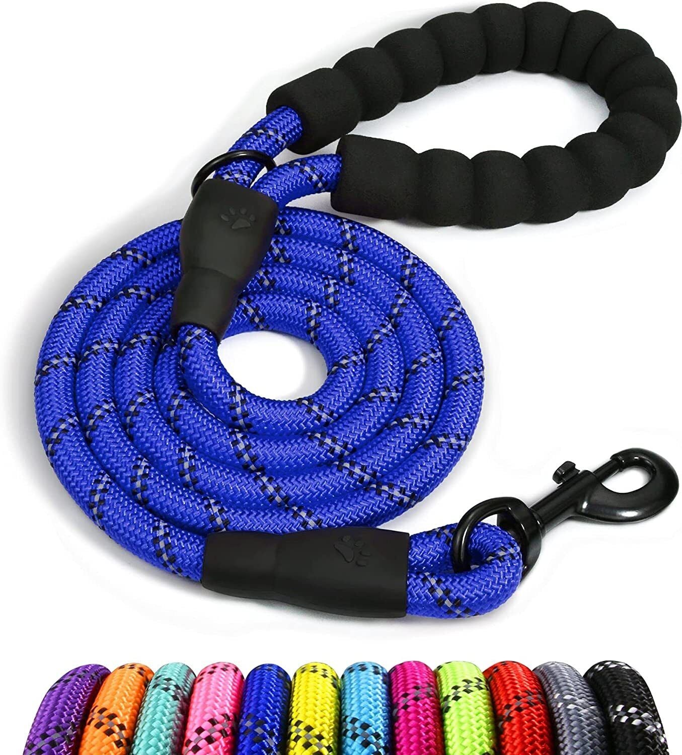 5FT Reflective Braided Rope Dog Leash for Medium to Large Breeds
